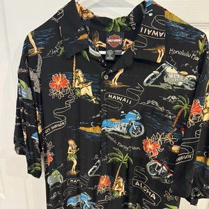 Hawaiian style Harley Davidson shirt